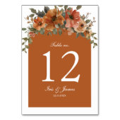 Verbrand Sinaasappel Bruin Bloemen bruiloft Vrijge Kaart (Achterkant)