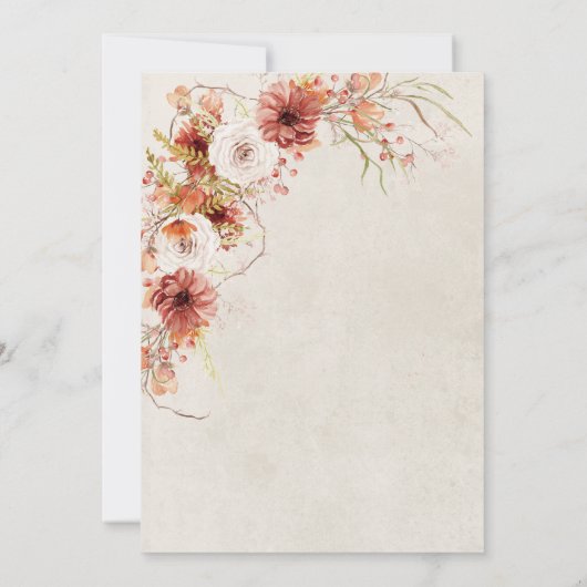 Verbrand Sinaasappel & Cream Boho Bloemen Bruidsbr Kaart (Achterkant)