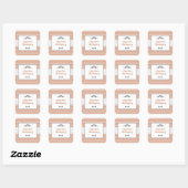 Verbrand Sinaasappel Damask Pattern Afstuderen Vierkante Sticker (Vel)