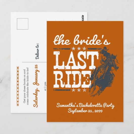 Verbrand Sinaasappel De laatste rit van de bruid Briefkaart (Voorkant / Achterkant)