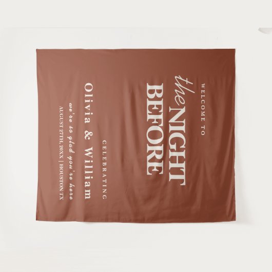 Verbrand Sinaasappel de nacht voor de bruiloft ach Wandkleed (Voorkant (horizontaal))