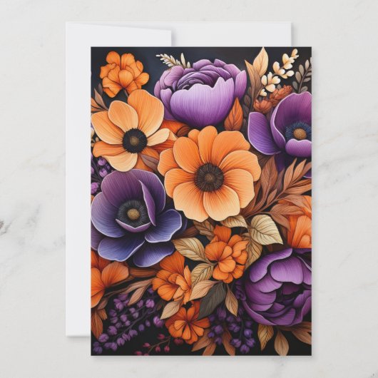 Verbrand Sinaasappel, Donker Paarse en Zwarte Bloe Kaart (Achterkant)