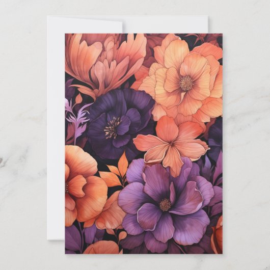 Verbrand Sinaasappel, Donker Paarse en Zwarte Bloe Kaart (Achterkant)