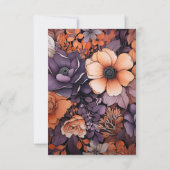 Verbrand Sinaasappel, Donker Paarse en Zwarte Bloe RSVP Kaartje (Achterkant)