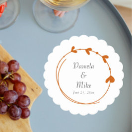 Verbrand Sinaasappel Eenvoudige Hart Krans Bruilof Kartonnen Onderzetters