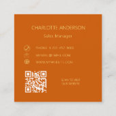 Verbrand sinaasappel elegante minimalistische QR-c Vierkante Visitekaartje (Achterkant)