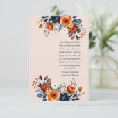 Verbrand Sinaasappel en blauw Bladwijzer Bedankkaart (Staand voorkant)