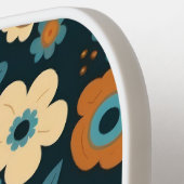 Verbrand Sinaasappel en Blauw Floral Modern Monogr Pickleball Paddle (Links Detail)