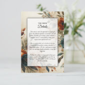 Verbrand Sinaasappel en Blauwe Herfst Bloemen brui Informatiekaartje (Staand voorkant)