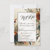 Verbrand Sinaasappel en Blauwe Herfst Bloemen brui RSVP Kaartje (Voorkant)