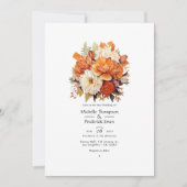 Verbrand Sinaasappel en Crème Bloemenbruiloft Kaart (Voorkant)