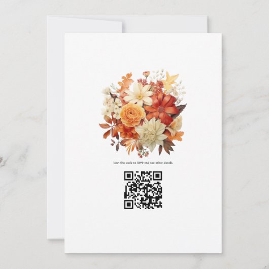 Verbrand Sinaasappel en Crème Bloemenbruiloft Kaart (Achterkant)