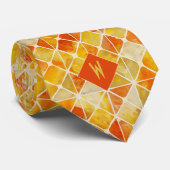 Verbrand Sinaasappel en Geel Geometrisch Monogram Stropdas (Opgerold)