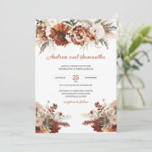 Verbrand Sinaasappel en groene bruiloft ideeën Kaart (Staand voorkant)