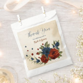 Verbrand sinaasappel en marineblauw bloemenbruilof bedankzakje (Geknipt)