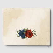 Verbrand sinaasappel en marineblauw bloemenbruilof gastenboek (Achterkant)