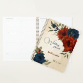 Verbrand sinaasappel en marineblauw bloemenbruilof planner (Display)