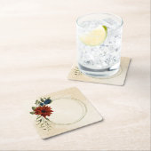 Verbrand sinaasappel en marineblauw bloemig kartonnen onderzetters (Insitu)