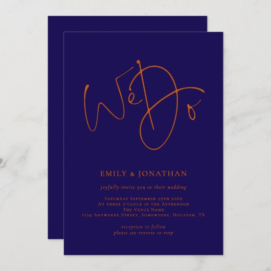 Verbrand Sinaasappel en marinescript We Do QR Code Kaart (Voorkant / Achterkant)