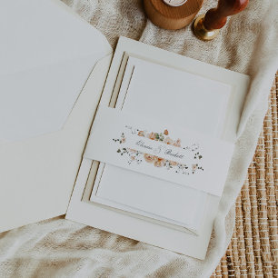 Verbrand Sinaasappel en Sage Green Floral Garden Uitnodigingen Wikkel