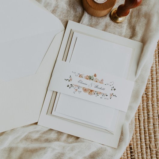 Verbrand Sinaasappel en Sage Green Floral Garden Uitnodigingen Wikkel