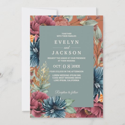 verbrand sinaasappel en salie Modern Rustiek Bruil Kaart (Voorkant)