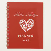 Verbrand Sinaasappel en wit Luipaard Patroon Hart Planner (Voorkant)