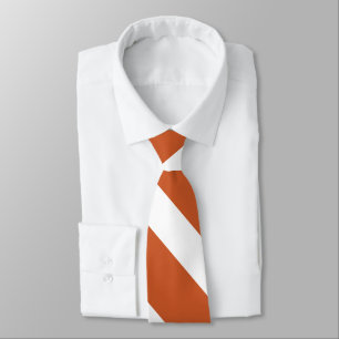 Verbrand Sinaasappel en wit University Stripe Stro Stropdas