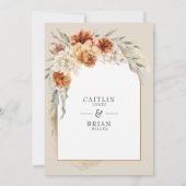 Verbrand Sinaasappel Floral Pampas Arch Boho Weddi Kaart (Achterkant)