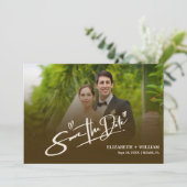 Verbrand Sinaasappel Foto QR Code Elegant Huwelijk Save The Date (Staand voorkant)