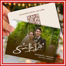 Verbrand Sinaasappel Foto QR Code Elegant Huwelijk Save The Date