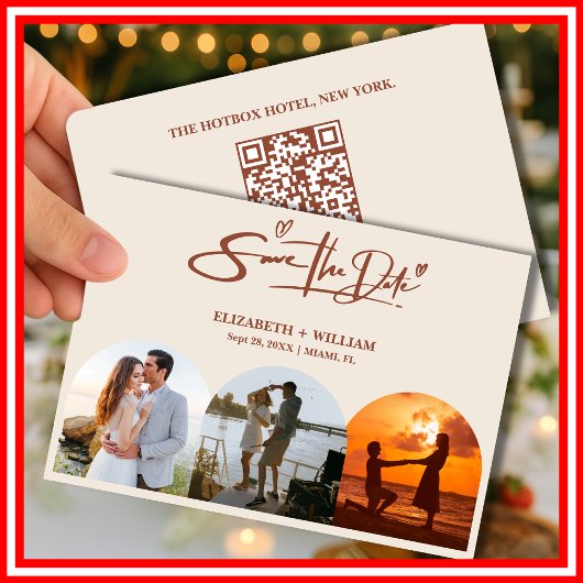 Verbrand Sinaasappel Foto QR Code Elegant Huwelijk Save The Date