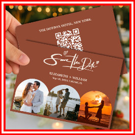Verbrand Sinaasappel Foto QR Code Elegant Huwelijk Save The Date