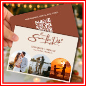 Verbrand Sinaasappel Foto QR Code Elegant Huwelijk Save The Date