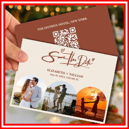 Verbrand Sinaasappel Foto QR Code Elegant Huwelijk Save The Date