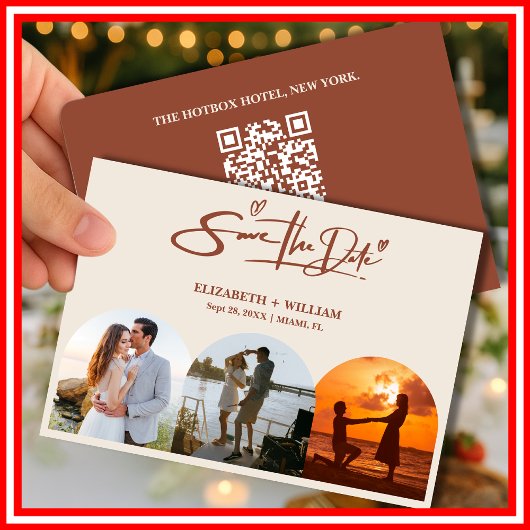 Verbrand Sinaasappel Foto QR Code Elegant Huwelijk Save The Date