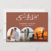 Verbrand Sinaasappel Foto QR Code Elegant Huwelijk Save The Date (Voorkant)