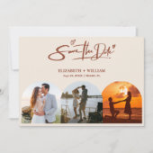 Verbrand Sinaasappel Foto QR Code Elegant Huwelijk Save The Date (Voorkant)