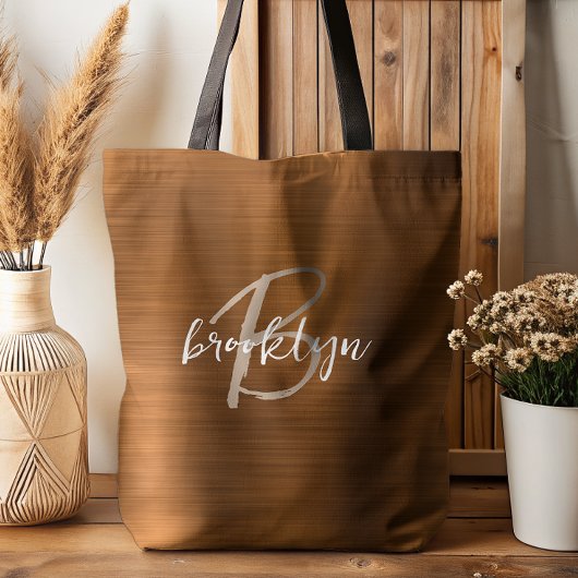 Verbrand Sinaasappel geborsteld metaal beige wit m Tote Bag