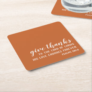 Verbrand Sinaasappel geeft Bedankt Thanksgiving Kartonnen Onderzetters