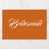 Verbrand Sinaasappel gestileerde script bruiloft b Sparkling Wijnetiket (Enkel label)