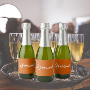 Verbrand Sinaasappel gestileerde script bruiloft b Sparkling Wijnetiket