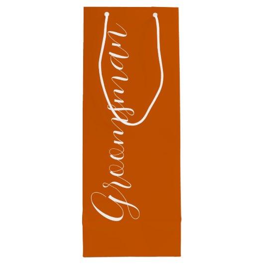 Verbrand Sinaasappel gestileerde script bruiloft G Wijn Cadeautas (Achterkant)