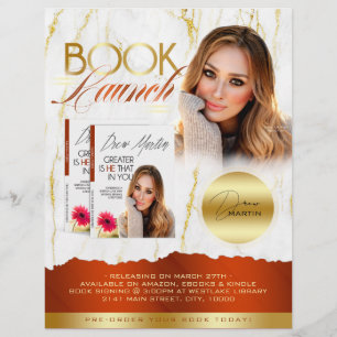 Verbrand Sinaasappel & Goud Marmer Boek Lancering  Flyer