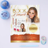 Verbrand Sinaasappel & Goud Marmer Boek Lancering  Flyer (Enkel)