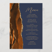 Verbrand Sinaasappel Gouden Agaat Script Navy Blue Menu (Voorkant)