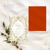 Verbrand Sinaasappel Gouden Glitter Bloemen Kant B Kaart