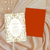 Verbrand Sinaasappel Gouden Glitter Bloemen Kant B Kaart