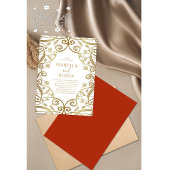 Verbrand Sinaasappel Gouden Glitter Bloemen Kant B Kaart