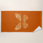 Verbrand sinaasappel gouden vlinder naam script strandlaken (Voorkant)